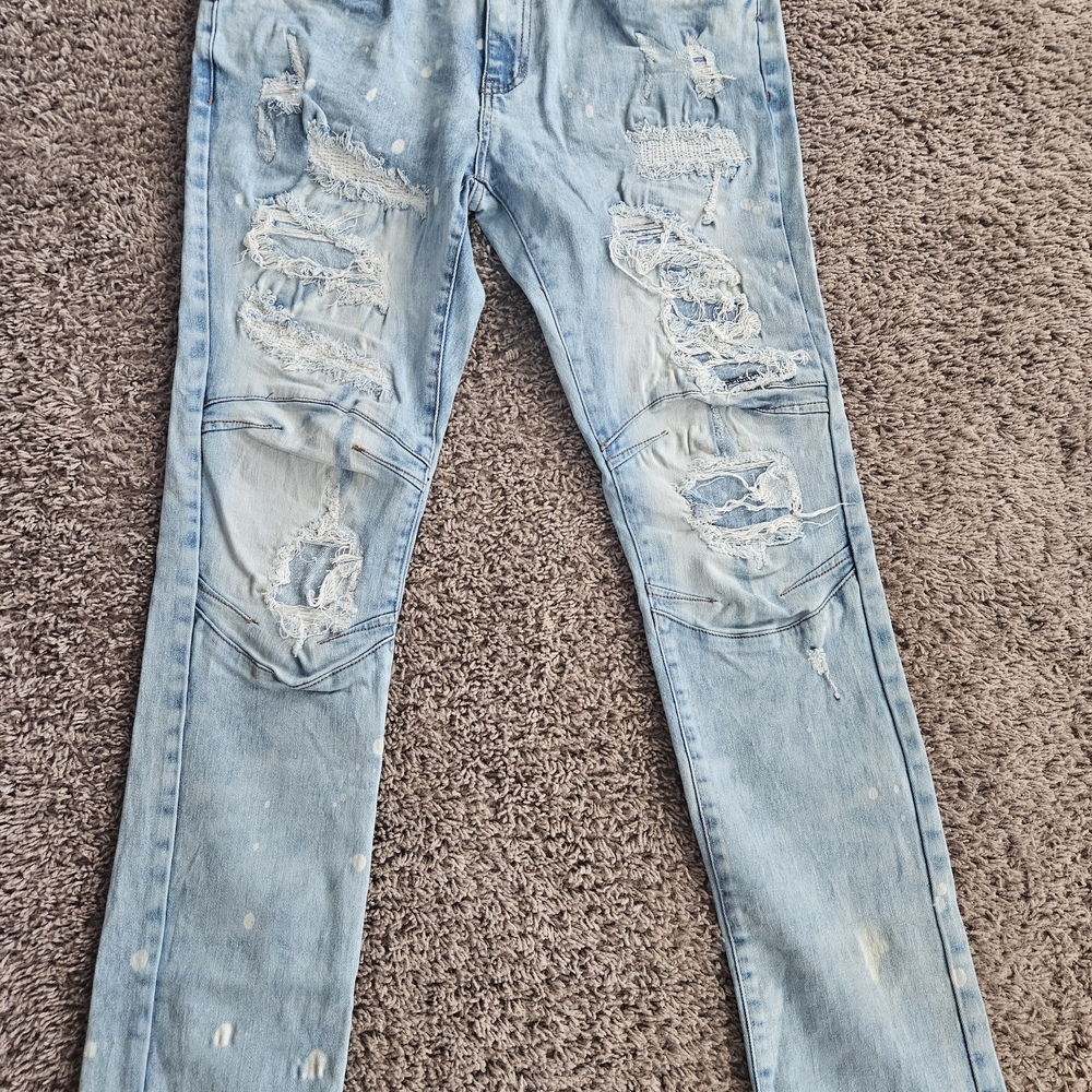Men's Distressed Light Blue Jeans